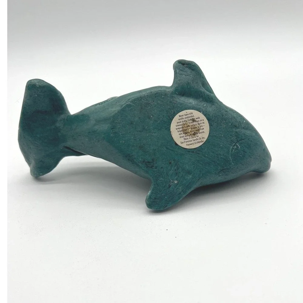 Vintage 90s Dolphin Wax Candle Nautical Whimsy Retro Ocean Marine Decor‎